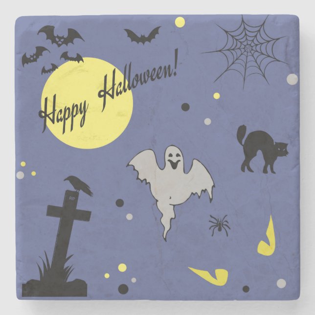 Dessous-de-verre En Pierre Joyeux Halloween (Devant)