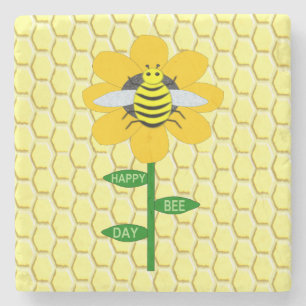 Dessous-de-verre En Pierre Joyeux Jour des abeilles Anniversaire Bumblebee
