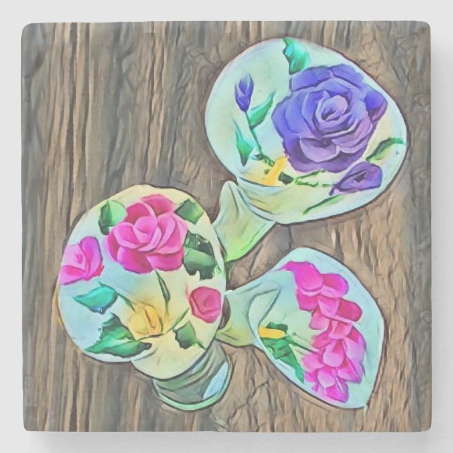 Dessous-de-verre En Pierre Joyeux Lilys (Devant)