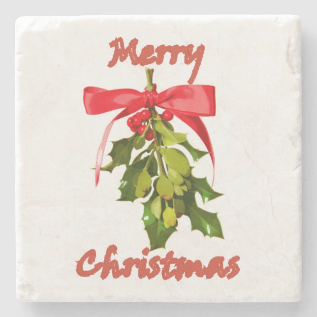 Dessous-de-verre En Pierre joyeux mistletoe de noël (Devant)