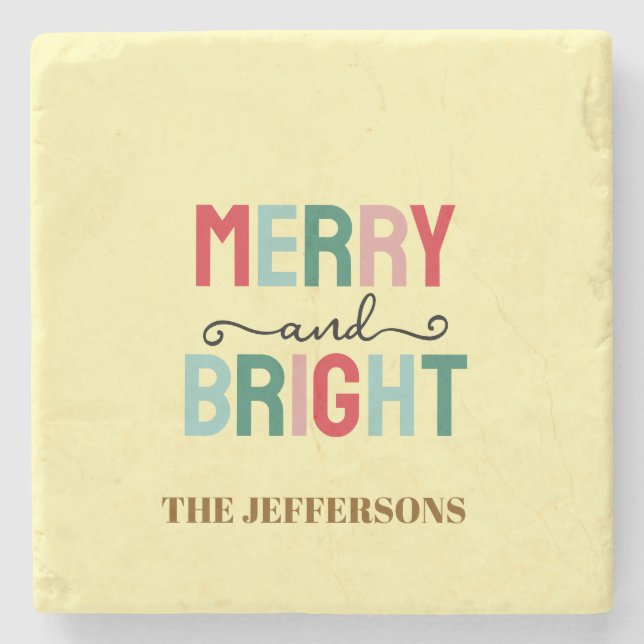 Dessous-de-verre En Pierre Joyeux Noël Bonne Année en famille (Devant)