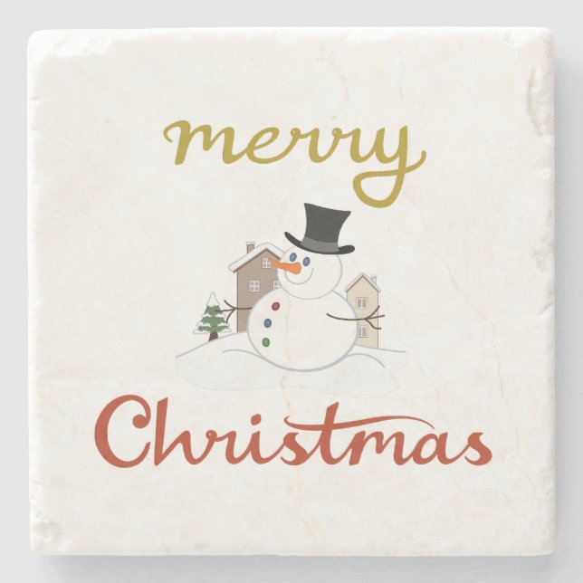 Dessous-de-verre En Pierre Joyeux Noël+Design Snowman (Devant)