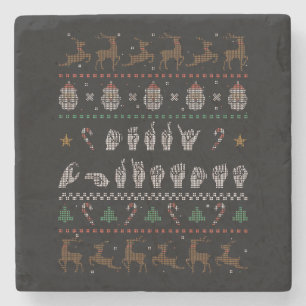 Dessous-de-verre En Pierre Joyeux Noël - Langue des Signes Américaine II