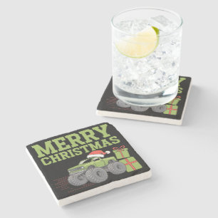Dessous-de-verre En Pierre Joyeux Noël Monster Truck Enfants Garçons Xmas