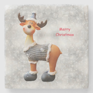 Dessous-de-verre En Pierre Joyeux Noël orignal portant un chapeau    Boisson 