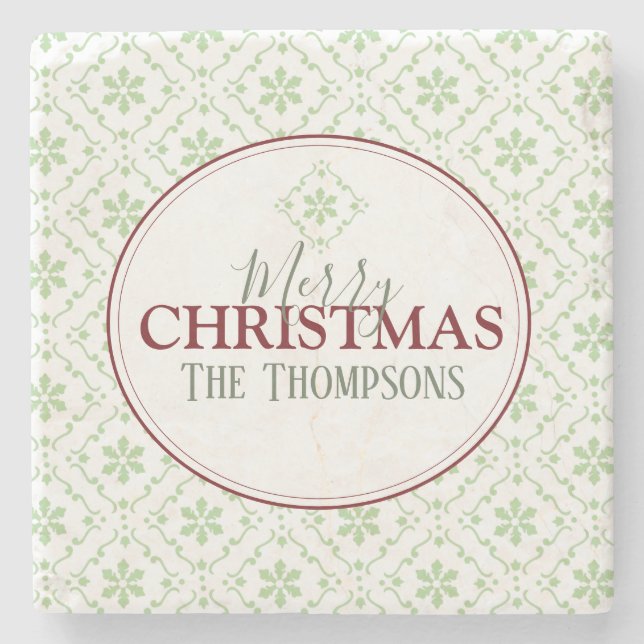 Dessous-de-verre En Pierre Joyeux Noël Snowflakes Trendy Holiday Name (Devant)