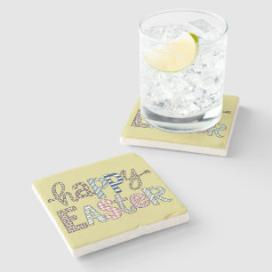 Dessous-de-verre En Pierre Joyeux Pâques mignonne lapin floral Leopard de pri