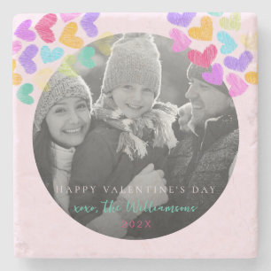Dessous-de-verre En Pierre Joyeux Valentines Day Cute Pastel Hearts Photo
