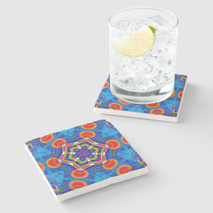 Dessous-de-verre En Pierre Kaleidoscope de peinture à l'huile multicolore