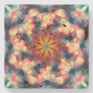 Dessous-de-verre En Pierre Kaleidoscopique Prismatique Mandala