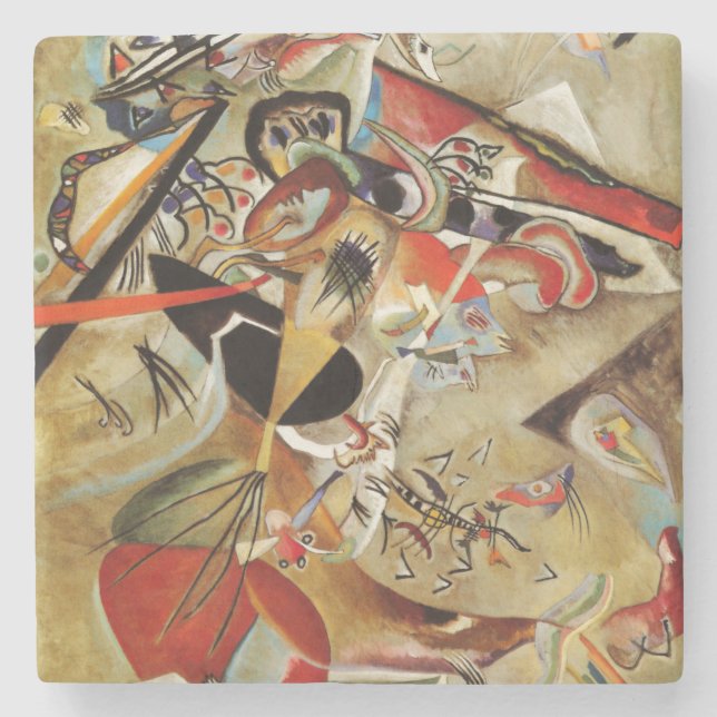 Dessous-de-verre En Pierre Kandinsky Composition Peinture Abstraite (Devant)