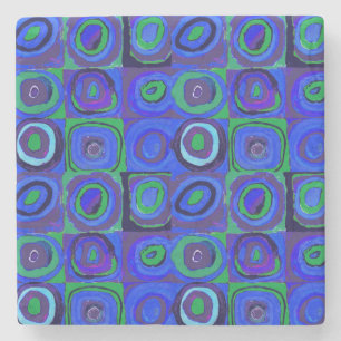 Dessous-de-verre En Pierre Kandinsky Farbstudie Carrés Bleus Cercle Carré
