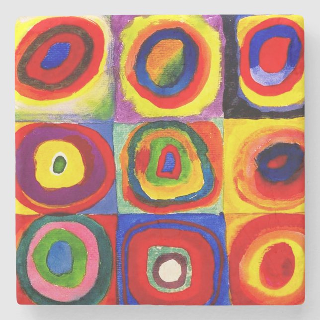 Dessous-de-verre En Pierre Kandinsky Farbstudie Quadrates Cercles Art  (Devant)