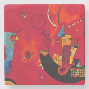 Dessous-de-verre En Pierre Kandinsky Mit und Gegen Red Abstrait Peinture