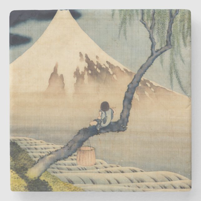 Dessous-de-verre En Pierre Katsushika Hokusai - Garçon regardant le Mont Fuji (Devant)