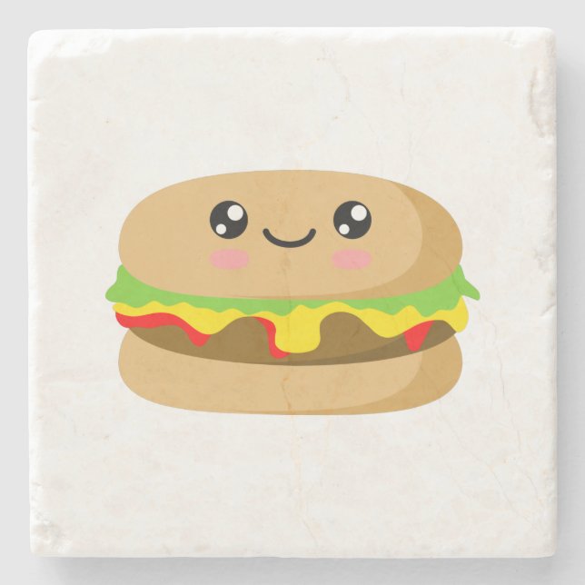 Dessous-de-verre En Pierre Kawaii Burger (Devant)