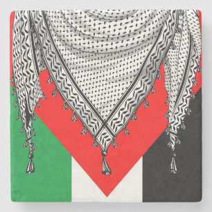 Dessous-de-verre En Pierre Keffiyeh Écharpe palestinienne tissu traditionnel