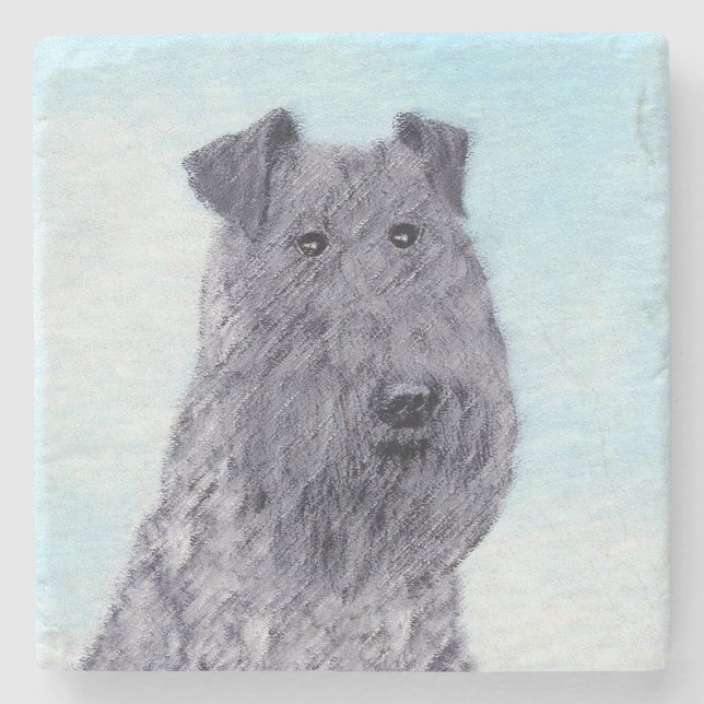 Dessous-de-verre En Pierre Kerry Blue Terrier Painting Cute Original Dog Art (Devant)