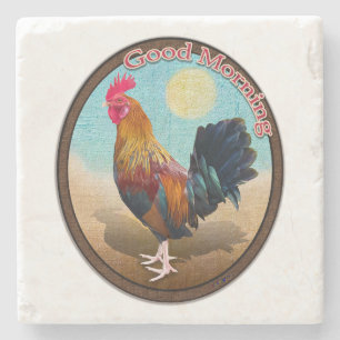 Dessous-de-verre En Pierre Key West - Coq tzigane Good Morning Vintage Oval
