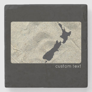 DESSOUS-DE-VERRE EN PIERRE KIWI NEW ZEALAND SAND BEACH NOIR NZ KIWIANA