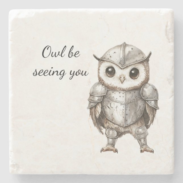 Dessous-de-verre En Pierre Knight Owl in Shining Armor (Devant)
