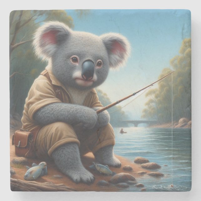 Dessous-de-verre En Pierre Koala Fishing (Devant)