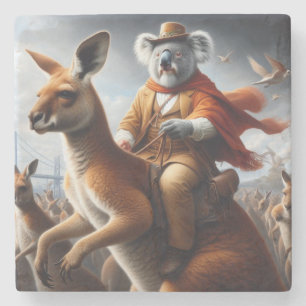 Dessous-de-verre En Pierre Koala Kangaroo Rider