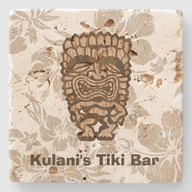 Dessous-de-verre En Pierre Ku-Tiki Hawaiian Personnalisable Tiki Bar Dessous  (Devant)