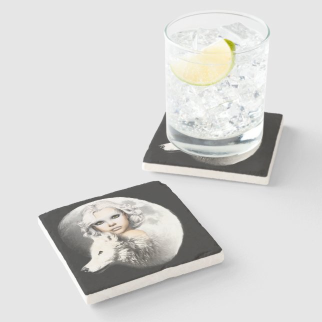 Dessous-de-verre En Pierre La Dame de la Lune (Côté)
