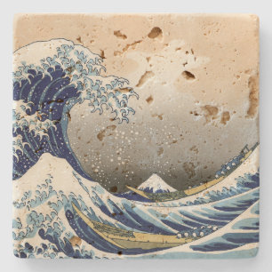 Dessous-de-verre En Pierre La Grande Vague de Kanagawa Hokusai