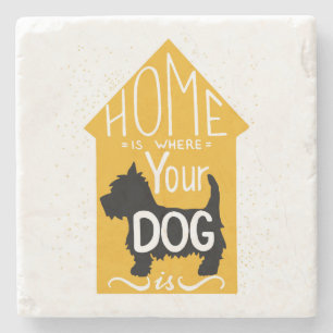 Dessous-de-verre En Pierre La maison est où le chien est