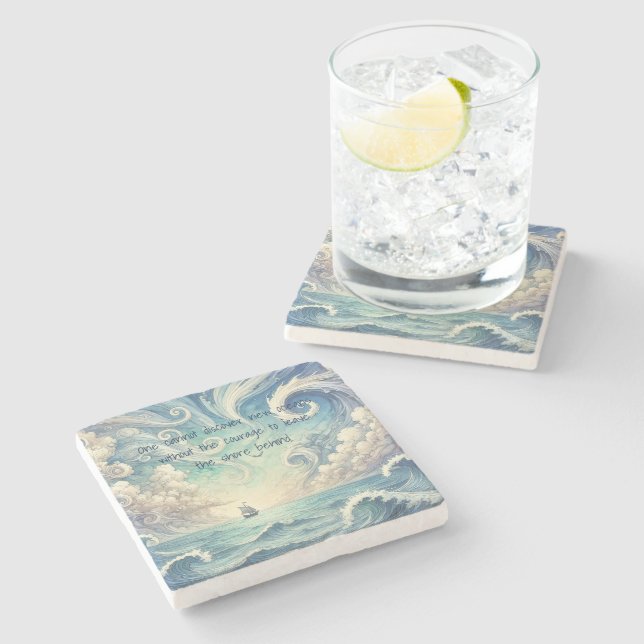 Dessous-de-verre En Pierre La Mer & Citation  (Côté)