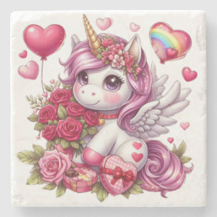 Dessous-de-verre En Pierre La mignonne Saint Valentin licorne
