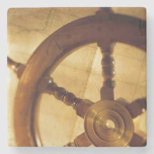 Dessous-de-verre En Pierre La roue et la carte des bateaux