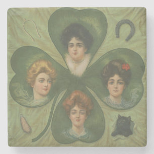Dessous-de-verre En Pierre La Saint-Patrick Art Vintage Dame Chance Trèfle