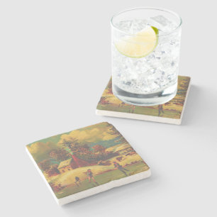 Dessous-de-verre En Pierre La vie américaine vintage d'hiver