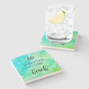 Dessous-de-verre En Pierre La vie est meilleure au Beach Marble Stone Dessous