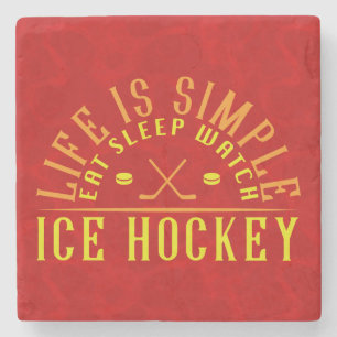 Dessous-de-verre En Pierre La Vie Est Simple Manger Veille Du Sommeil Hockey