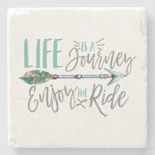 Dessous-de-verre En Pierre La vie est un voyage Profitez de la promenade Boho