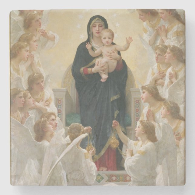 Dessous-de-verre En Pierre La Vierge avec Angels, 1900 2 (Devant)