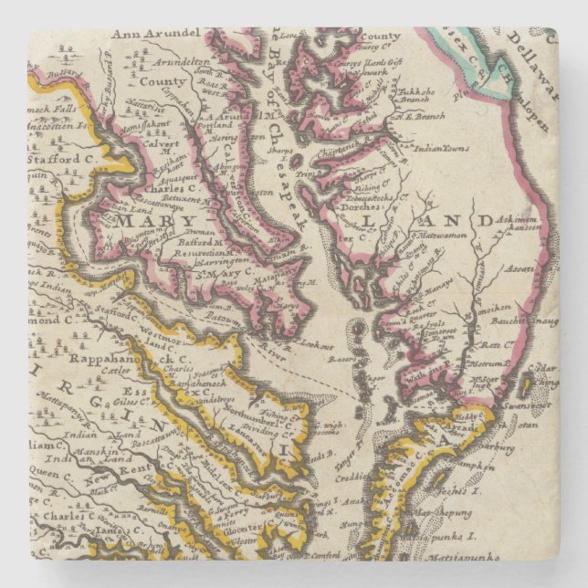 Dessous-de-verre En Pierre La Virginie et le Maryland (Devant)