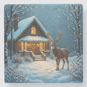 Dessous-de-verre En Pierre La visite de Noël enneigée de Big Buck