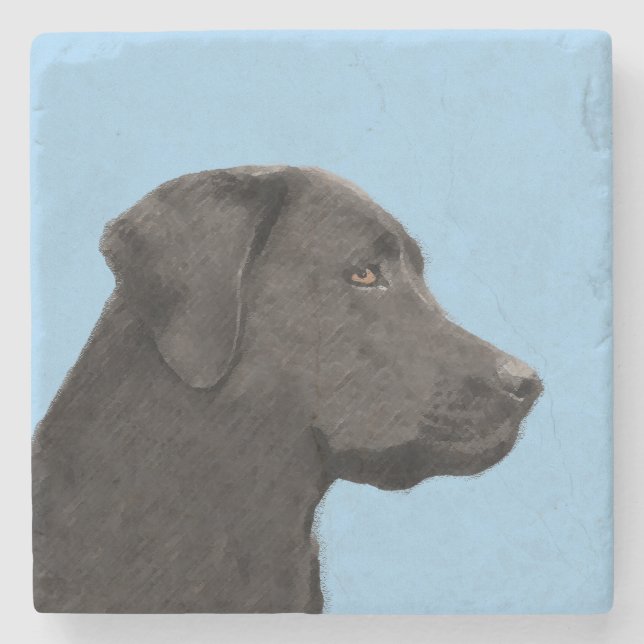 Dessous-de-verre En Pierre Labrador Retriever Black Peinture Original Chien A (Devant)