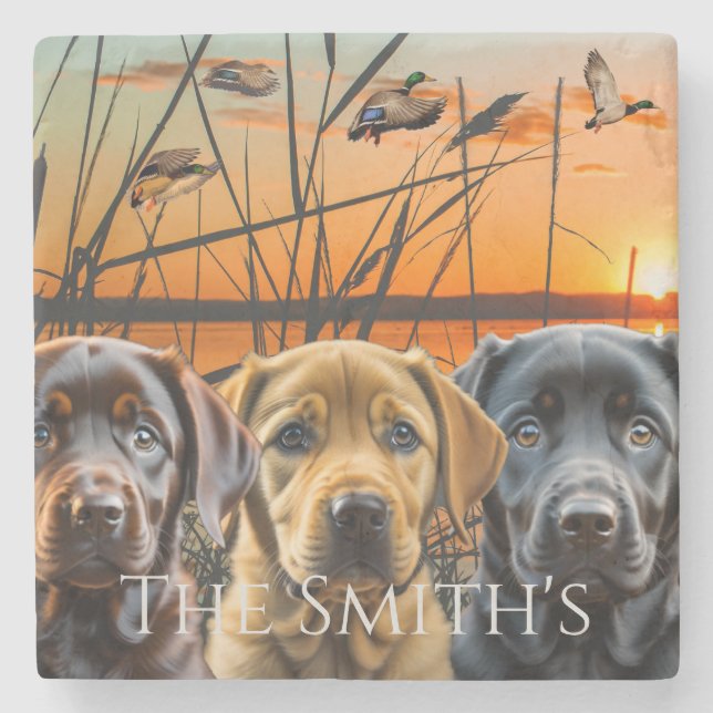 Dessous-de-verre En Pierre Labrador Retriever Puppy Customisé (Devant)