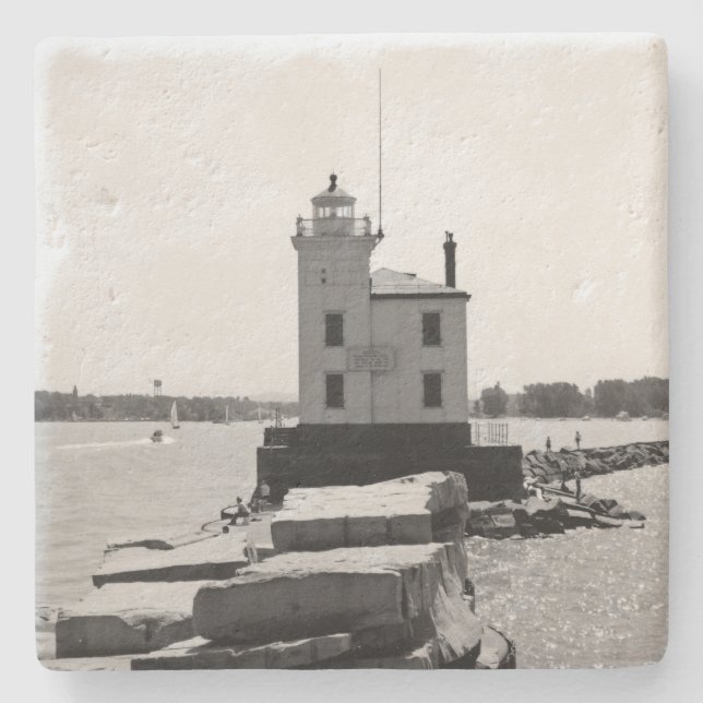 Dessous-de-verre En Pierre Lac Erie Lighthouse (Devant)