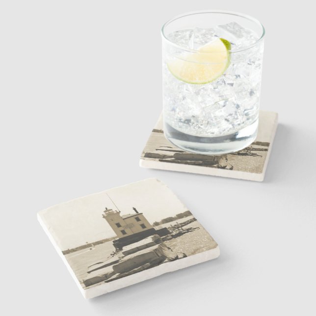 Dessous-de-verre En Pierre Lac Erie Lighthouse (Côté)