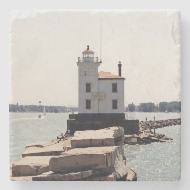 Dessous-de-verre En Pierre Lac Erie Lighthouse (Devant)