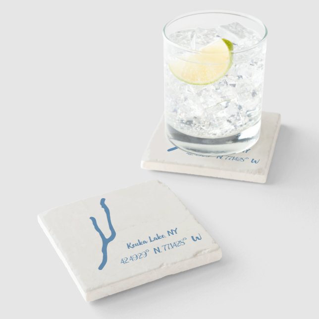 Dessous-de-verre En Pierre Lac Keuka, Dessous de verre en marbre de NY (Côté)