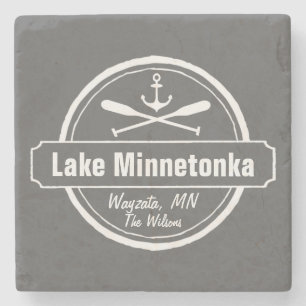 Dessous-de-verre En Pierre Lac Minnetonka Minnesota ville d'ancrage et nom