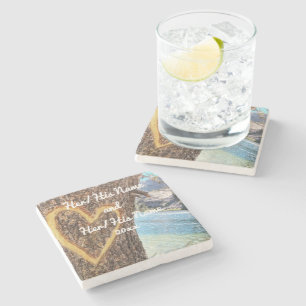 Dessous-de-verre En Pierre Lac Tahoe Blue Water Tree Heart Love